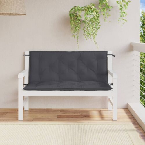 Garden Bench Cushions 2pcs Melange Anthracite 120x50x7cm Fabric - Image 3