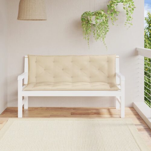 Garden Bench Cushions 2pcs Beige 150x50x7cm Oxford Fabric - Image 2