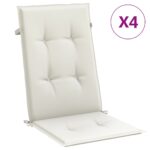 Highback Chair Cushions 4pcs Melange Cream 120x50x4cm Fabric