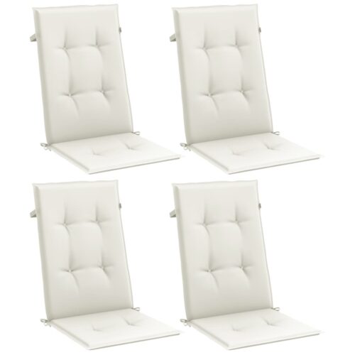 Highback Chair Cushions 4pcs Melange Cream 120x50x4cm Fabric - Image 3
