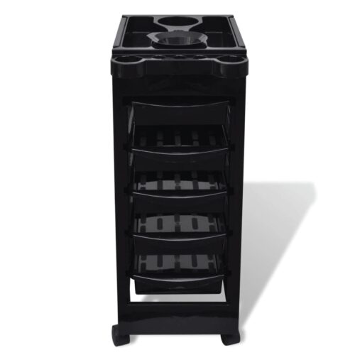 6 Tier Hairdressing Trolley Black 82x49x32cm Salon Hair Colouring Rolling Cart - Image 3