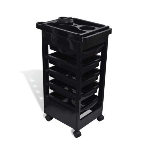 6 Tier Hairdressing Trolley Black 82x49x32cm Salon Hair Colouring Rolling Cart - Image 5
