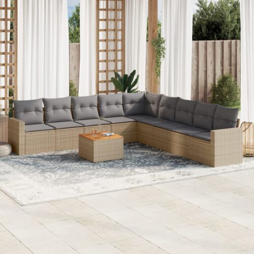 10-Piece Garden Sofa Set Outdoor Patio Wicker Rattan Lounge Furniture Setting - Image 2