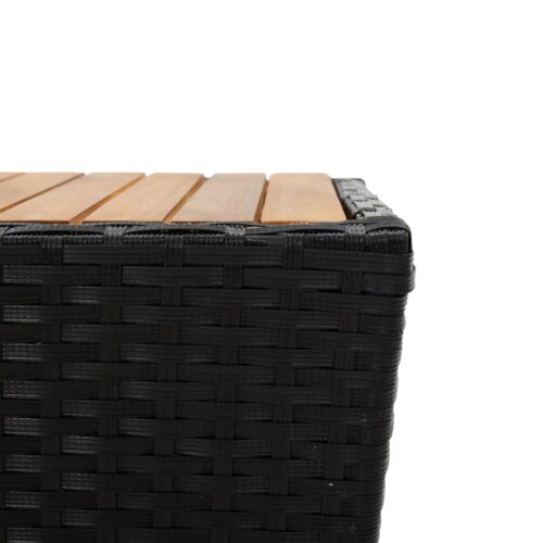 3-Piece Bistro Set with Cushions Black Poly Rattan Wicker Outdoor Patio Furniture Glass - Image 6