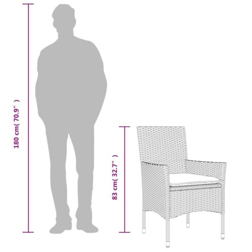 3-Piece Garden Dining Set with Cushions Light Grey Poly Rattan Wicker Outdoor Patio Furniture Glass - Image 10