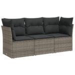 3-Piece Outdoor Sofa Set with Cushions Garden Patio Wicker Rattan Lounge Chairs