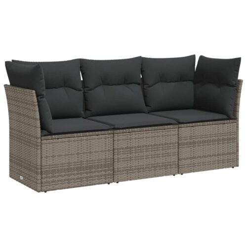 3-Piece Outdoor Sofa Set with Cushions Garden Patio Wicker Rattan Lounge Chairs