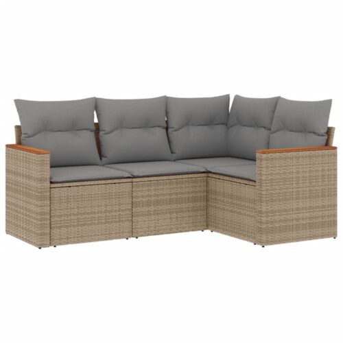 4-Piece Garden Sofa Set with Cushions Outdoor Patio Wicker Lounge Chairs Furniture - Image 5