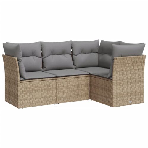 4-Piece Garden Sofa Set with Cushions Outdoor Patio Wicker Lounge Chairs Furniture - Image 5
