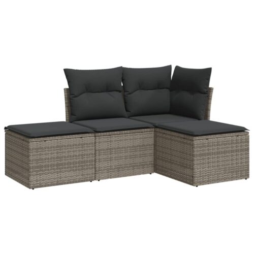 4-Piece Garden Sofa Set with Cushions Outdoor Patio Wicker Lounge Chairs Furniture - Image 5