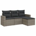 4-Piece Garden Sofa Set with Cushions Outdoor Patio Wicker Lounge Chairs Furniture