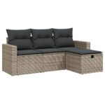 4-Piece Garden Sofa Set with Cushions Outdoor Patio Wicker Lounge Chairs Furniture