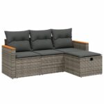4-Piece Garden Sofa Set with Cushions Outdoor Patio Wicker Lounge Chairs Furniture
