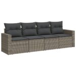 4-Piece Garden Sofa Set with Cushions Outdoor Patio Wicker Lounge Chairs Furniture
