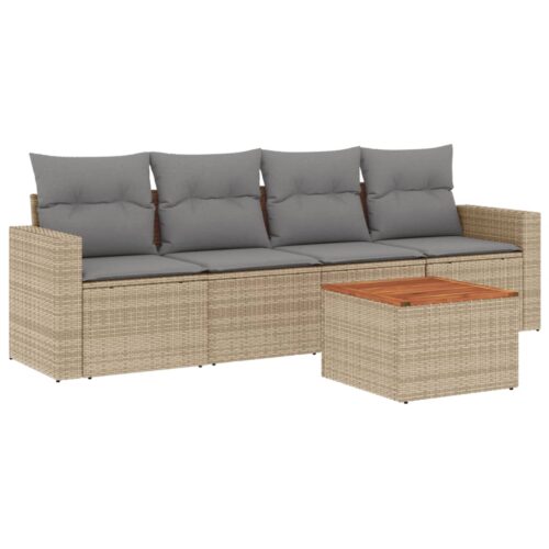 5pcs Outdoor Lounge Set Garden Patio Wicker Rattan Cushions Sofa Chairs Setting