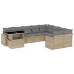 10-Piece Garden Sofa Set with Cushions Beige Poly Rattan Wicker Outdoor Patio Furniture