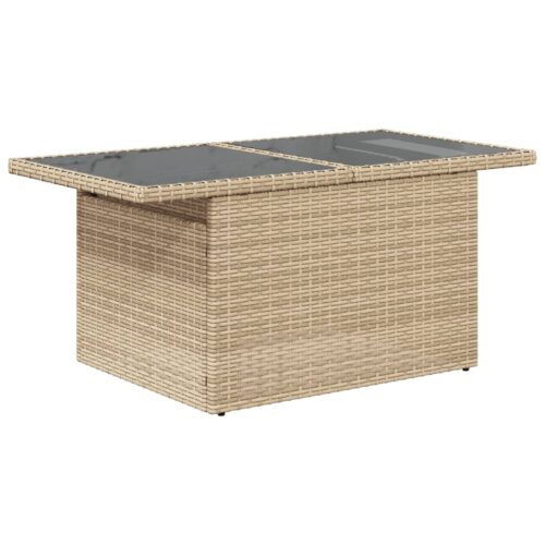 6-Piece Garden Sofa Set with Cushions Beige Poly Rattan Wicker Outdoor Patio Furniture - Image 5
