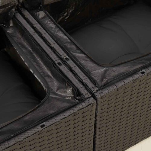 6-Piece Garden Sofa Set with Cushions Black Poly Rattan Wicker Outdoor Patio Furniture - Image 12