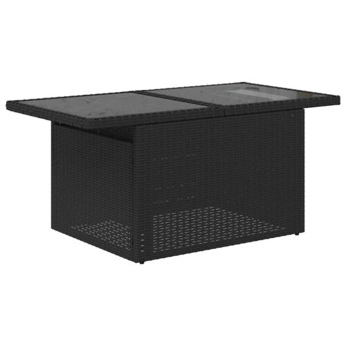 6-Piece Garden Sofa Set with Cushions Black Poly Rattan Wicker Outdoor Patio Furniture - Image 6