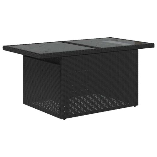 6-Piece Garden Sofa Set with Cushions Black Poly Rattan Wicker Outdoor Patio Furniture - Image 5