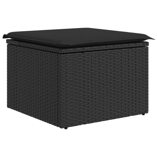 6-Piece Garden Sofa Set with Cushions Black Poly Rattan Wicker Outdoor Patio Furniture - Image 6