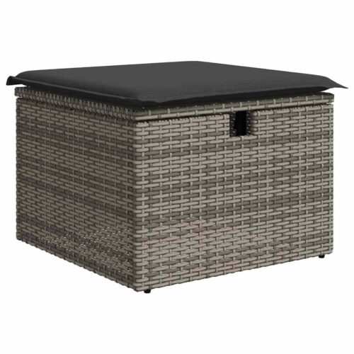 6-Piece Garden Sofa Set with Cushions Grey Poly Rattan Wicker Outdoor Patio Furniture - Image 5