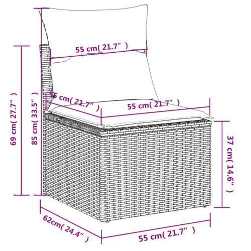 6-Piece Garden Sofa Set with Cushions Grey Poly Rattan Wicker Outdoor Patio Furniture - Image 12