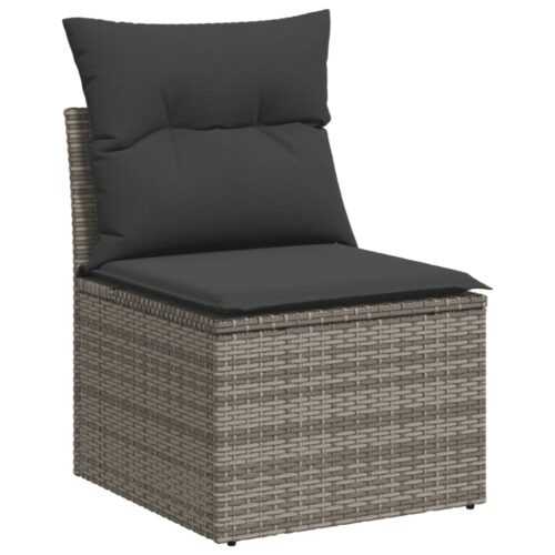 6-Piece Garden Sofa Set with Cushions Grey Poly Rattan Wicker Outdoor Patio Furniture - Image 3