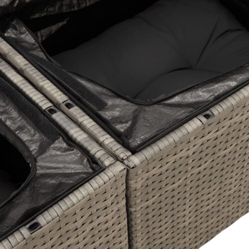 6-Piece Garden Sofa Set with Cushions Grey Poly Rattan Wicker Outdoor Patio Furniture - Image 12