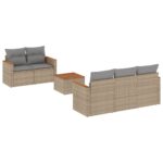 6-Piece Garden Sofa Set with Cushions Mix Beige Poly Rattan Wicker Outdoor Patio Furniture