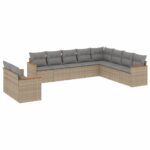 10-Piece Garden Sofa Set with Cushions Mix Beige Poly Rattan Wicker Outdoor Patio Furniture