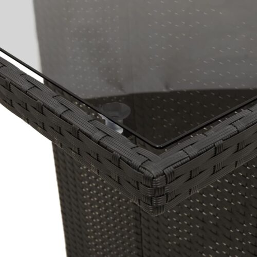 11-Piece Garden Dining Set with Cushions Black Poly Rattan Wicker Outdoor Patio Furniture - Image 6