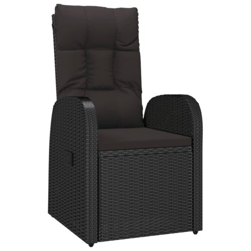 11-Piece Garden Dining Set with Cushions Black Poly Rattan Wicker Outdoor Patio Furniture - Image 3