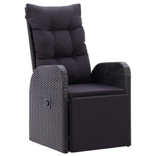 11-Piece Garden Dining Set with Cushions Black Poly Rattan Wicker Outdoor Patio Furniture - Image 3