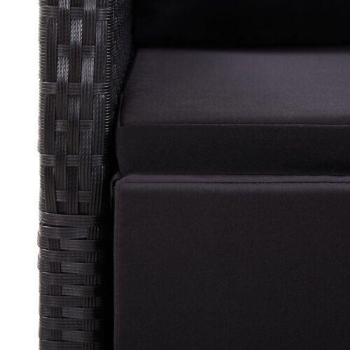 11-Piece Garden Dining Set with Cushions Black Poly Rattan Wicker Outdoor Patio Furniture - Image 5