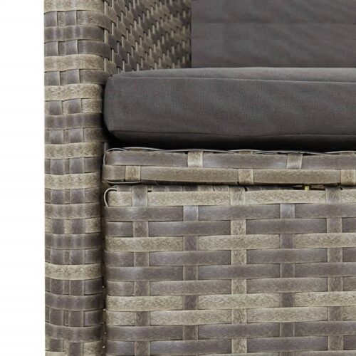 11-Piece Garden Dining Set with Cushions Grey Poly Rattan Wicker Outdoor Patio Furniture - Image 5