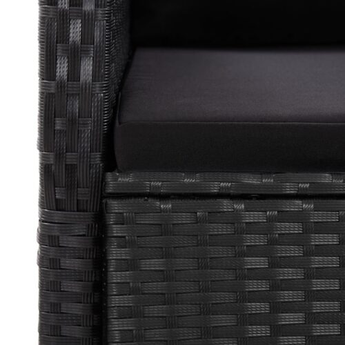 7-Piece Garden Dining Set with Cushions Black Poly Rattan Wicker Outdoor Patio Furniture - Image 5