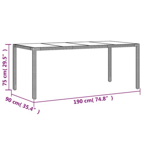 7-Piece Garden Dining Set with Cushions Light Grey Poly Rattan Wicker Outdoor Patio Furniture Glass - Image 9