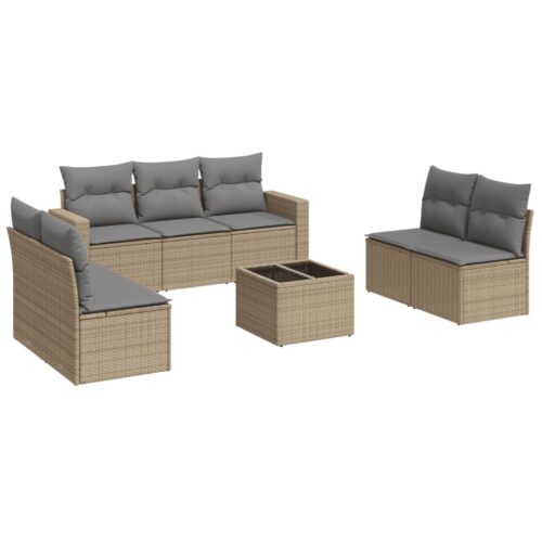 8-Piece Outdoor Sofa Set Garden Patio Wicker Rattan Lounge Couch Chairs Grey