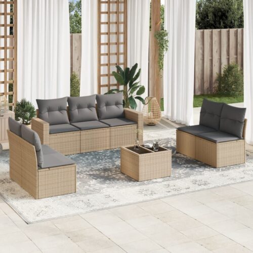 8-Piece Outdoor Sofa Set Garden Patio Wicker Rattan Lounge Couch Chairs Grey - Image 2