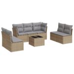 8-Piece Garden Sofa Set with Cushions Beige Poly Rattan Wicker Outdoor Patio Furniture