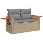 7-Piece Garden Sofa Set with Cushions Beige Poly Rattan Wicker Outdoor Patio Furniture