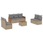 8-Piece Garden Sofa Set with Cushions Beige Poly Rattan Wicker Outdoor Patio Furniture