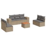 8-Piece Garden Sofa Set with Cushions Beige Poly Rattan Wicker Outdoor Patio Furniture