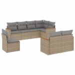 8-Piece Garden Sofa Set with Cushions Beige Poly Rattan Wicker Outdoor Patio Furniture