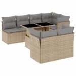 8-Piece Garden Sofa Set with Cushions Beige Poly Rattan Wicker Outdoor Patio Furniture