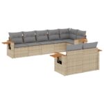 8-Piece Garden Sofa Set with Cushions Beige Poly Rattan Wicker Outdoor Patio Furniture