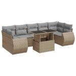 8-Piece Garden Sofa Set with Cushions Beige Poly Rattan Wicker Outdoor Patio Furniture