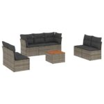8-Piece Garden Sofa Set with Cushions Grey Poly Rattan Wicker Outdoor Patio Furniture