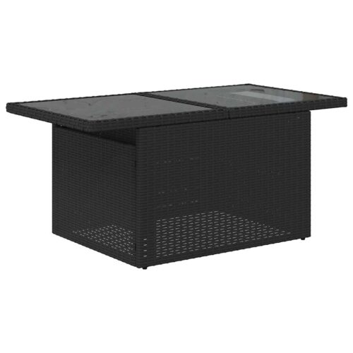 7-Piece Garden Sofa Set with Cushions Black Poly Rattan Wicker Outdoor Patio Furniture - Image 7